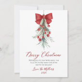 Cartes Pour Fêtes Annuelles Élégant Script aquarelle Noël botanique (Devant)