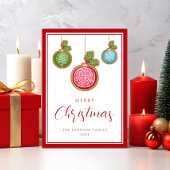 Cartes Pour Fêtes Annuelles Élégant script Baubles de Noël