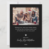 Cartes Pour Fêtes Annuelles Élégant Script Black 5 Photo Collage Noël (Dos)