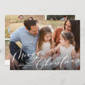 Cartes Pour Fêtes Annuelles Élégant script blanc Joyeux collage de Noël (Devant / Derrière)