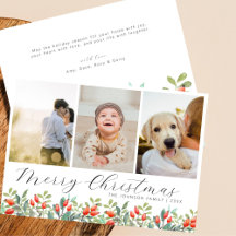 Élégant Script Botanique Noël Photo Collage