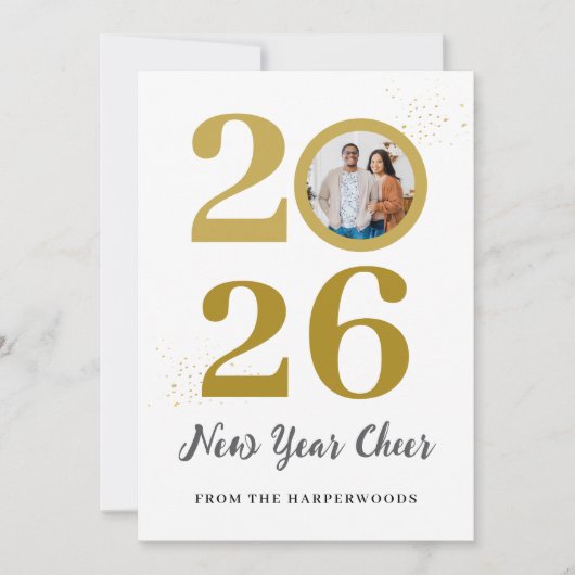 Cartes Pour Fêtes Annuelles Élégant Script branché Joyeux Nouvel An Une photo (Devant)