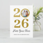 Cartes Pour Fêtes Annuelles Élégant Script branché Joyeux Nouvel An Une photo (Debout devant)