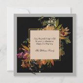 Cartes Pour Fêtes Annuelles Élégant Script Calligraphie Floral Thanksgiving (Dos)