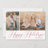 Cartes Pour Fêtes Annuelles Élégant Script Calligraphie Simple 2 Photo Holiday (Devant)