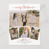 Cartes Pour Fêtes Annuelles Élégant Script Chic Christmas 4 Photo Collage (Devant)