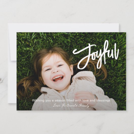 Cartes Pour Fêtes Annuelles Élégant script de brosse Joyeux Photo moderne Noël (Devant)
