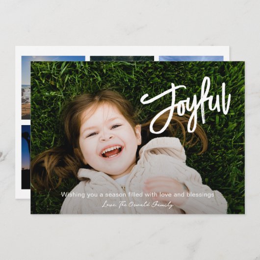 Cartes Pour Fêtes Annuelles Élégant script de brosse Joyeux Photo moderne Noël (Devant / Derrière)