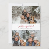 Cartes Pour Fêtes Annuelles Élégant script de Noël Photo Feliz Navidad Red (Devant)