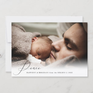 Cartes Pour Fêtes Annuelles Élégant Script de paix Photo personnalisée