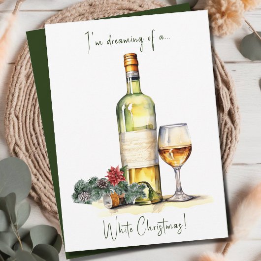 Cartes Pour Fêtes Annuelles Élégant Script de vin de Noël blanc drôle