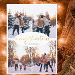 Cartes Pour Fêtes Annuelles Élégant script Famille de Noël Photo Collage<br><div class="desc">Notre magnifique carte photo de Noël est un collage photo magnifiquement conçu qui apporte sophistication et chaleur à vos souvenirs de vacances. Ce collage offre de l'espace pour quatre de vos photos de famille préférées, toutes encadrées dans une fine bordure blanche délicate qui améliore chaque image sans distraction. Au coeur...</div>