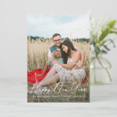 Cartes Pour Fêtes Annuelles Élégant Script Faux Gold Dots Bonne année (Debout devant)