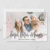 Cartes Pour Fêtes Annuelles Élégant Script Full Photo Hope Love Hugs Black (Devant)