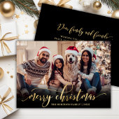 Cartes Pour Fêtes Annuelles Élégant Script Gold Script Black Photo Noël