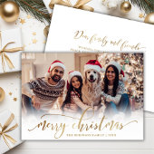 Cartes Pour Fêtes Annuelles Élégant Script Gold Script Single Photo Christmas