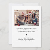 Cartes Pour Fêtes Annuelles Élégant Script Green 5 Photo Collage Noël (Dos)