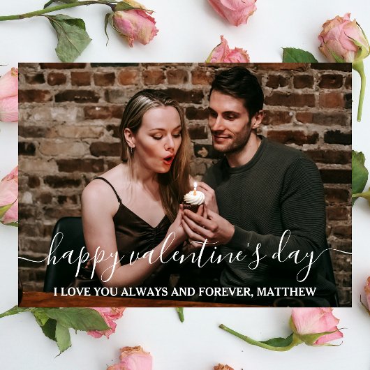 Cartes Pour Fêtes Annuelles Élégant Script Heureuse Sainte-Valentin Couple pho