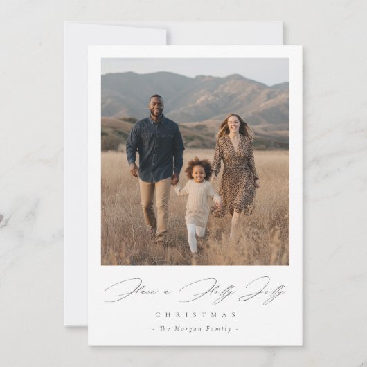 Cartes Pour Fêtes Annuelles Elegant Script Holly Jolly Christmas Rustic Photo (Devant)
