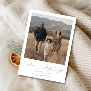 Cartes Pour Fêtes Annuelles Élégant Script Holly Jolly Noël Rustique Photo