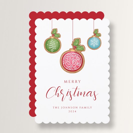 Cartes Pour Fêtes Annuelles Élégant Script Joyeux Baubles de Noël