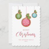 Cartes Pour Fêtes Annuelles Élégant Script Joyeux Baubles de Noël (Devant)