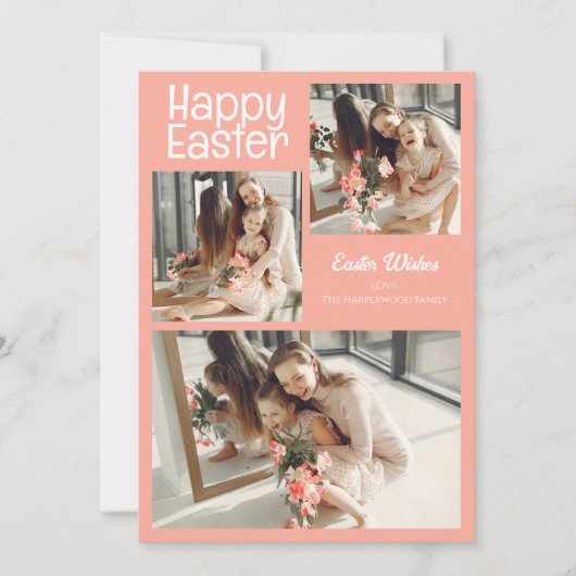 Cartes Pour Fêtes Annuelles Élégant script Joyeux Collage photo de la famille  (Devant)