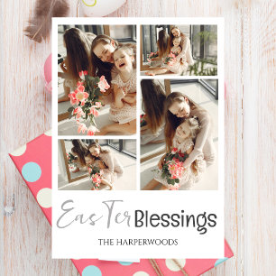 Cartes Pour Fêtes Annuelles Élégant script Joyeux Collage photo de la famille 