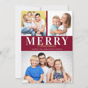 Cartes Pour Fêtes Annuelles Élégant Script Joyeux Noël 3 Photos