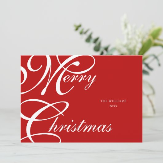 Cartes Pour Fêtes Annuelles Élégant Script Joyeux Noël Non Photo (Debout devant)