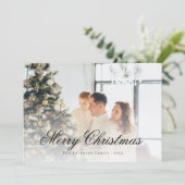 Cartes Pour Fêtes Annuelles Élégant Script Joyeux Noël Photo (Debout devant)