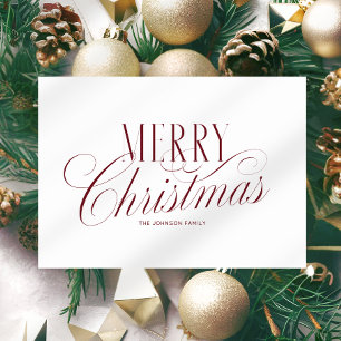 Cartes Pour Fêtes Annuelles Élégant script Joyeux Noël Rouge Blanc