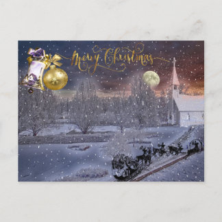 Cartes Pour Fêtes Annuelles Élégant Script Joyeux Noël Snowy Tree hiver
