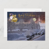 Cartes Pour Fêtes Annuelles Élégant Script Joyeux Noël Snowy Tree hiver (Devant / Derrière)