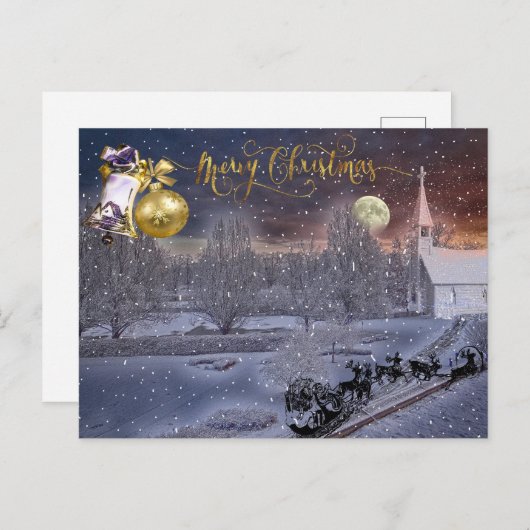 Cartes Pour Fêtes Annuelles Élégant Script Joyeux Noël Snowy Tree hiver (Devant / Derrière)