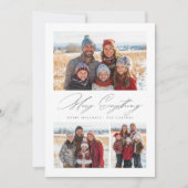 Cartes Pour Fêtes Annuelles Élégant Script Joyeux Tout 3 Photo Noël (Devant)