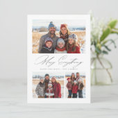 Cartes Pour Fêtes Annuelles Élégant Script Joyeux Tout 3 Photo Noël (Debout devant)