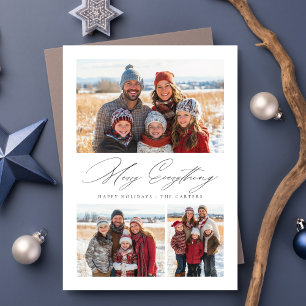 Cartes Pour Fêtes Annuelles Élégant Script Joyeux Tout 3 Photo Noël
