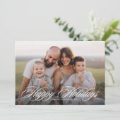 Cartes Pour Fêtes Annuelles Élégant Script Joyeux Vacances Deux photos (Debout devant)