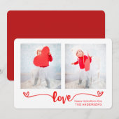 Cartes Pour Fêtes Annuelles Élégant Script Love Hearts Saint Valentin Photo (Devant / Derrière)