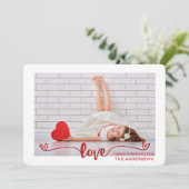 Cartes Pour Fêtes Annuelles Élégant Script Love Hearts Saint Valentin Photo (Debout devant)