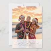 Cartes Pour Fêtes Annuelles Élégant Script Mele Kalikimaka Beach Photo de fami (Devant)