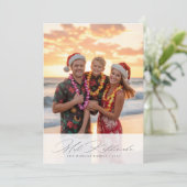 Cartes Pour Fêtes Annuelles Élégant Script Mele Kalikimaka Beach Photo de fami (Debout devant)