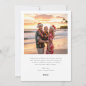 Cartes Pour Fêtes Annuelles Élégant Script Mele Kalikimaka Beach Photo de fami (Dos)