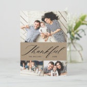 Cartes Pour Fêtes Annuelles Élégant Script Merci Collage de photos Merci (Debout devant)