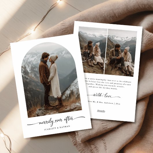 Cartes Pour Fêtes Annuelles Élégant Script Merly Jamais Après Arch Photo