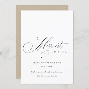 Cartes Pour Fêtes Annuelles Élégant Script minimal Merriest Noël Salutation