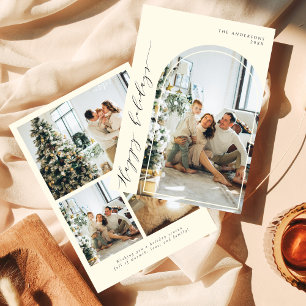 Cartes Pour Fêtes Annuelles Élégant Script minimaliste Joyeux Vacances 5 Photo