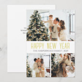 Cartes Pour Fêtes Annuelles Élégant script moderne Joyeux Nouvel An 3 Collage (Devant / Derrière)