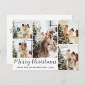 Cartes Pour Fêtes Annuelles Élégant script moderne Noël Famille Photo (Devant / Derrière)